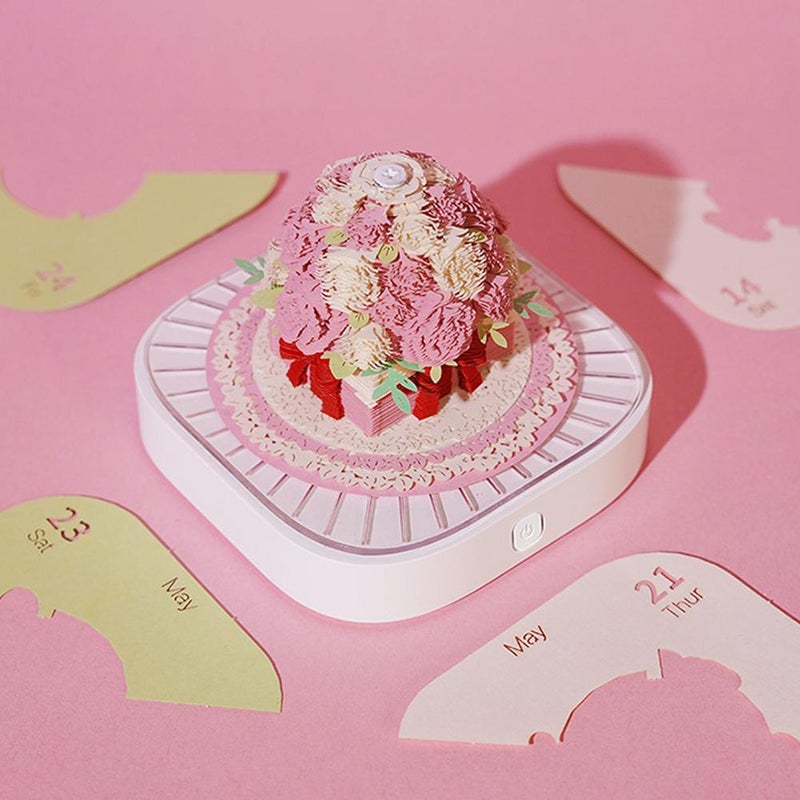 3D Calendar 2026,Time Piece Calendar,3D DIY Art Memo Pad ,3-D Rose Flower Tear Away calendar DIY Paper Carving Art Desktop Decor Gift for Christmas Birthday Valentines Day, Mothers Day - Image 3